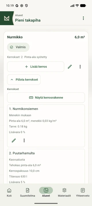 Nurmikon siemen- ja multakerrokset Maavion aluenäkymässä.